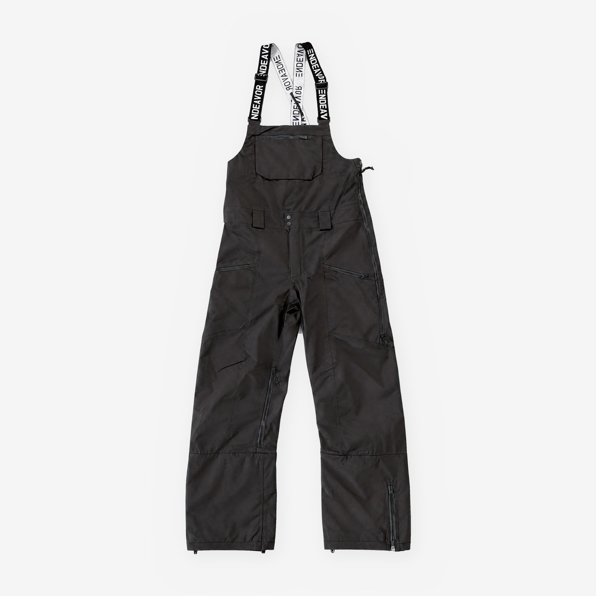 Endeavor 3L Shelter Bib Pant Black, front flat lay