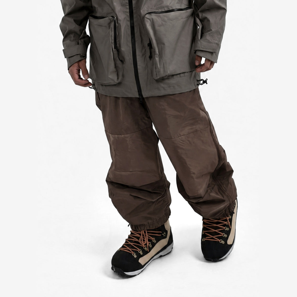 Endeavor 2L Ranger Pant in Chocolate, on model, waist-down