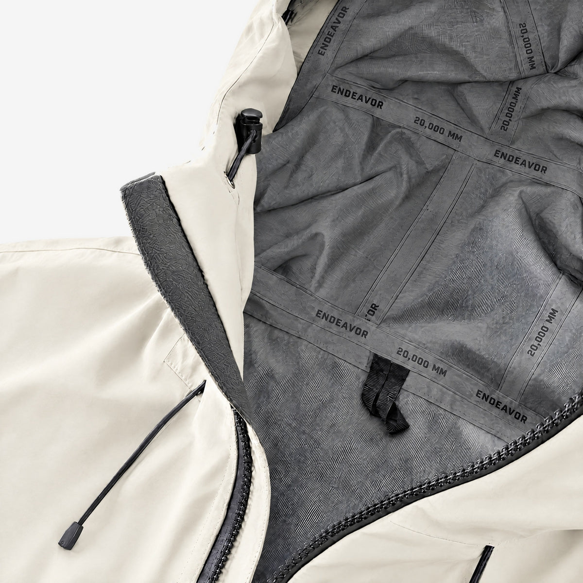 3L Shelter Jacket Fiber, fully taped seams inside the hood