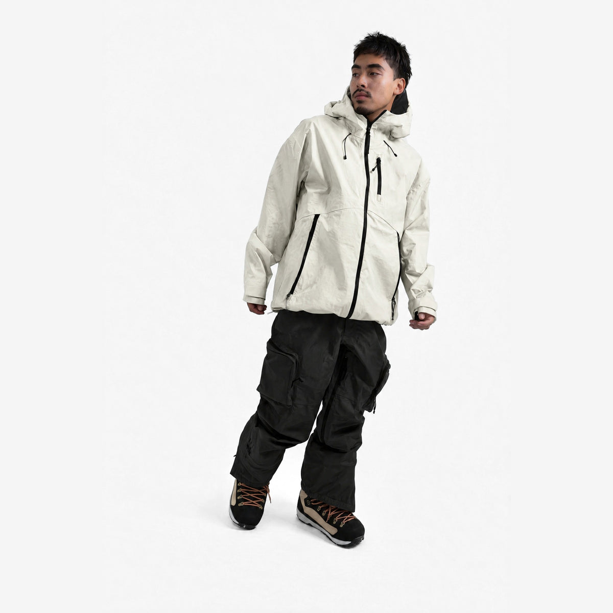Endeavor 3L Shelter Jacket in Fiber, on model, another angle