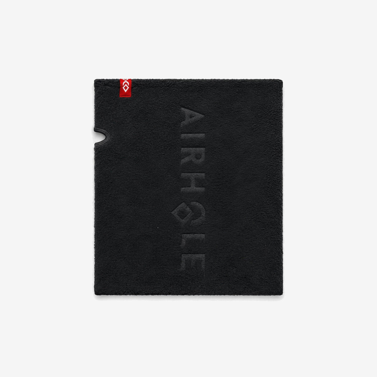 Airhole Airtube Microfleece – Black – Flat lay, wordmark side