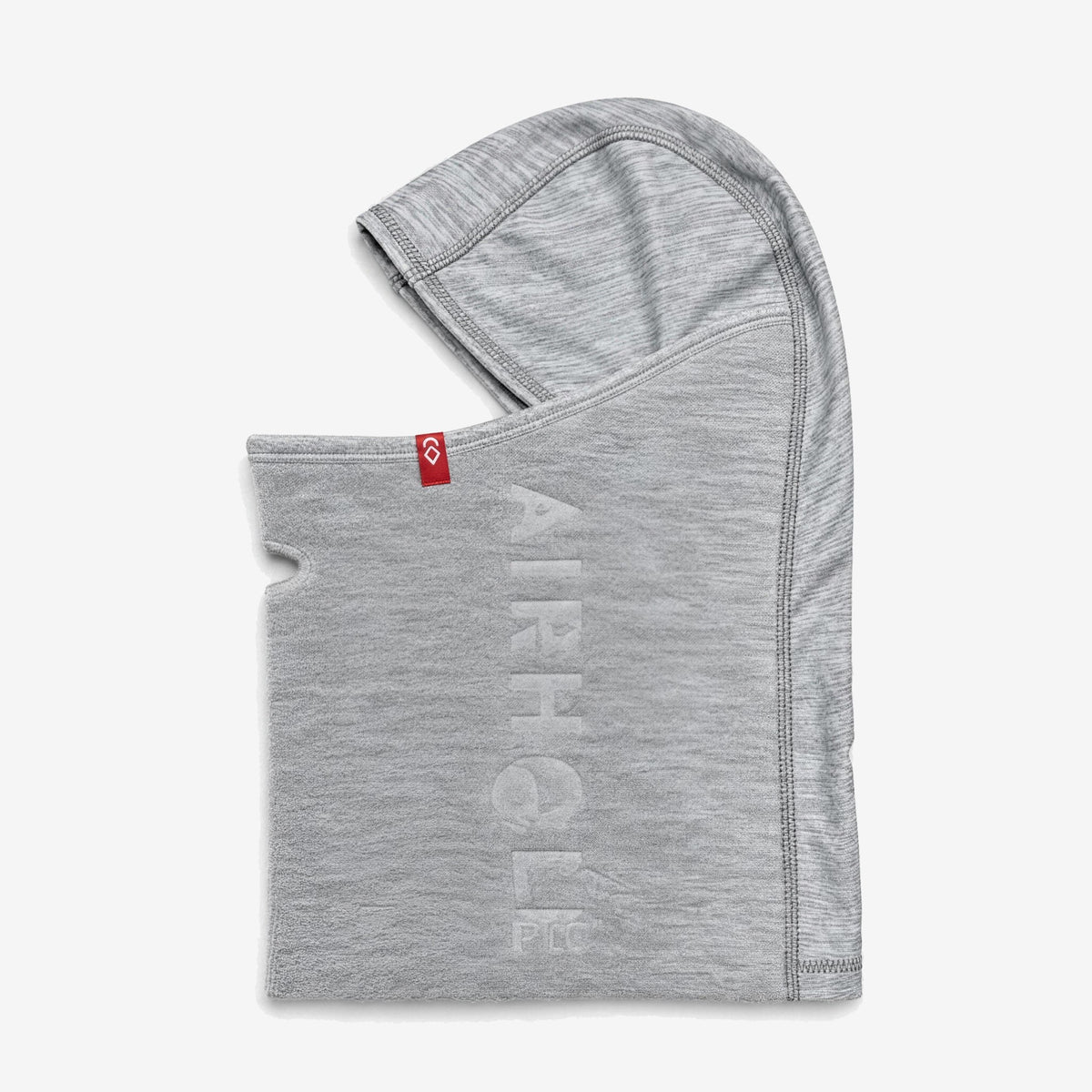 Airhole Balaclava Kids Microfleece – Heather Grey – Flat lay, left profile