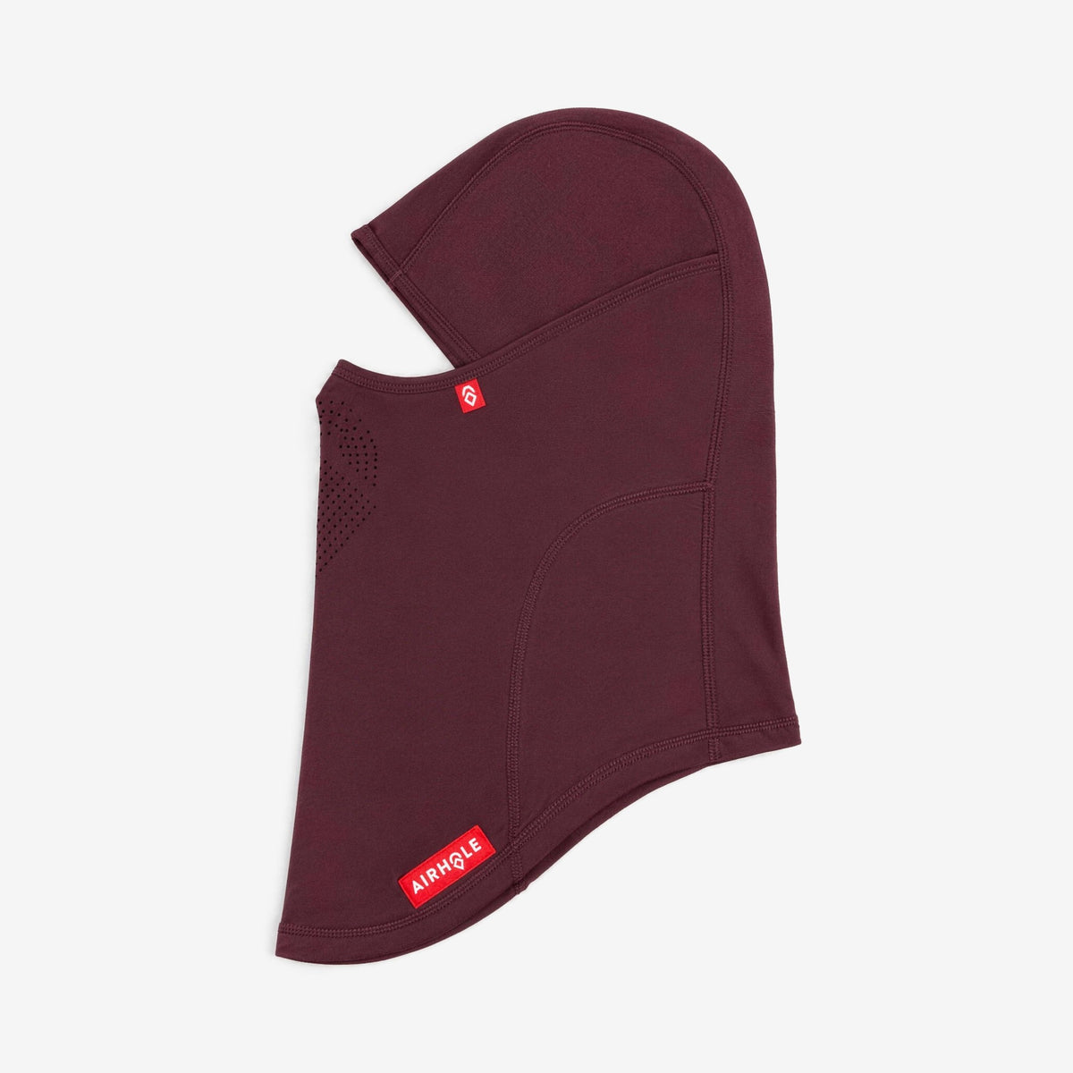 Airhole Laser Drytech Balaclava – Bloodstone – Flat lay, labelled side