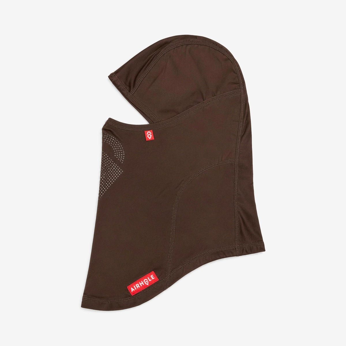 Airhole Laser Drytech Balaclava – Chocolate – Flat lay, labelled side