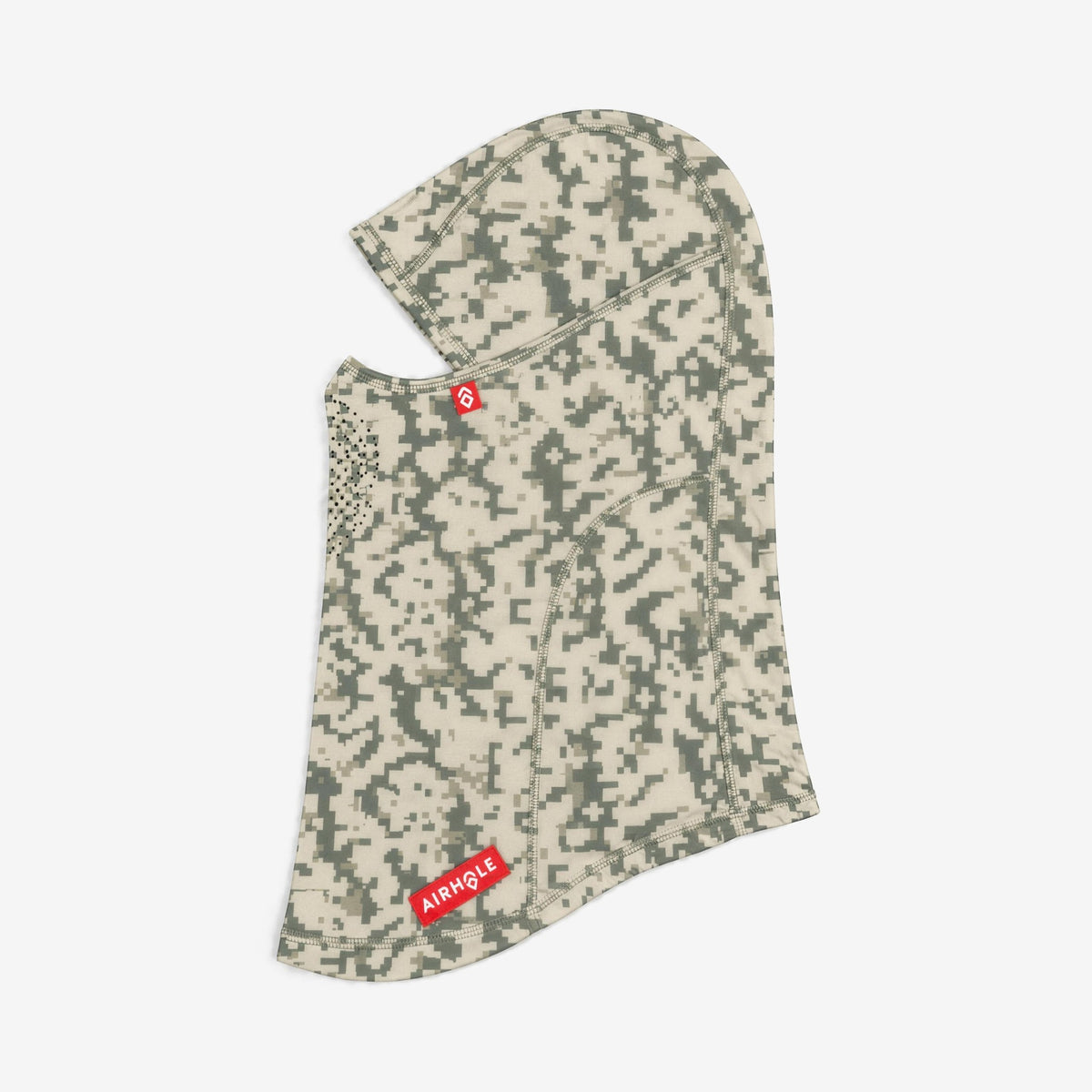 Airhole Laser Drytech Balaclava – Digi – Flat lay, labelled side