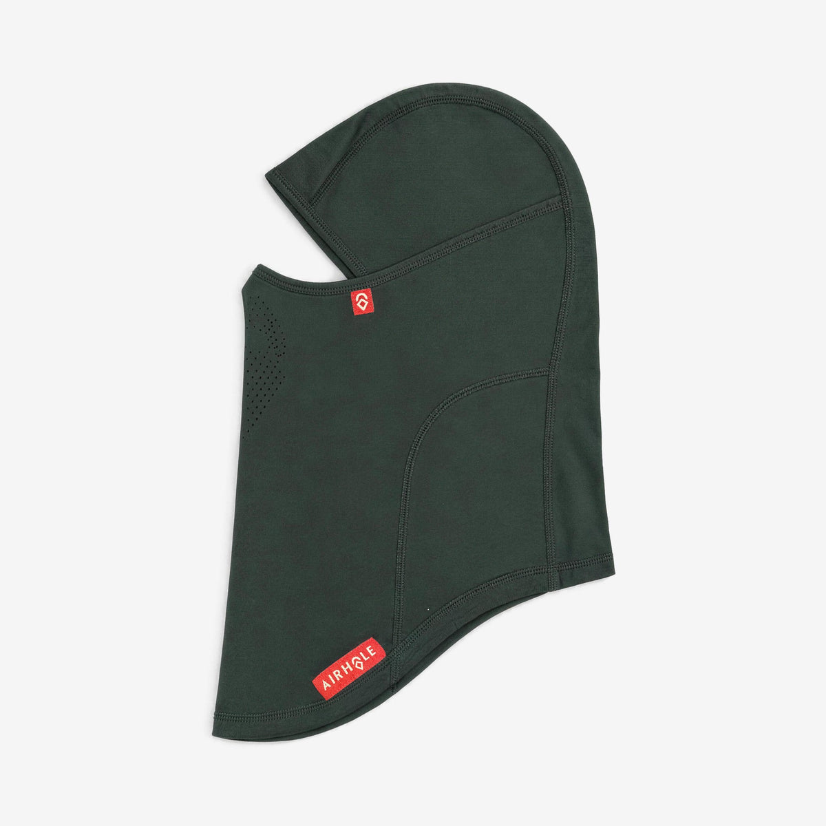 Airhole Laser Drytech Balaclava – Forest – Flat lay, labelled side