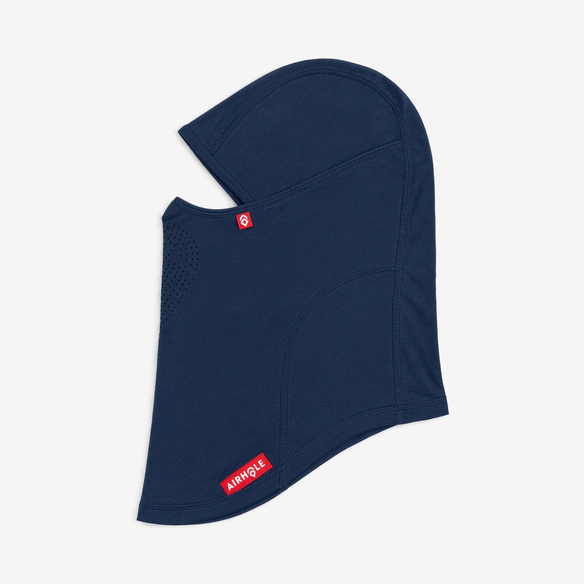 Airhole Laser Drytech Balaclava – Navy – Flat lay, labelled side