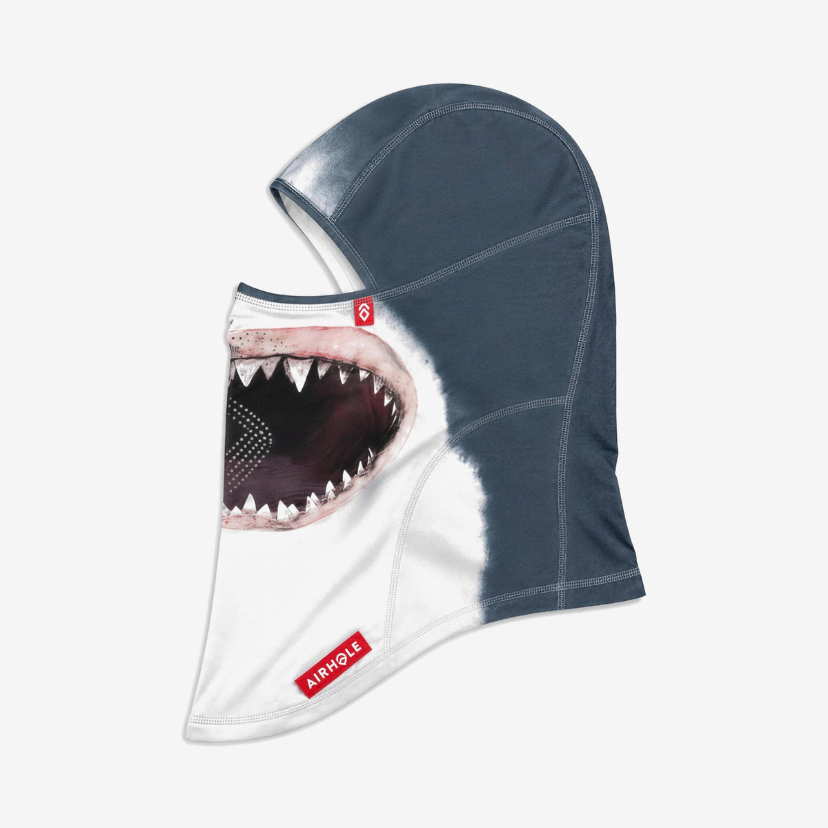 Airhole Laser Drytech Balaclava – Shark – Flat lay, labelled side