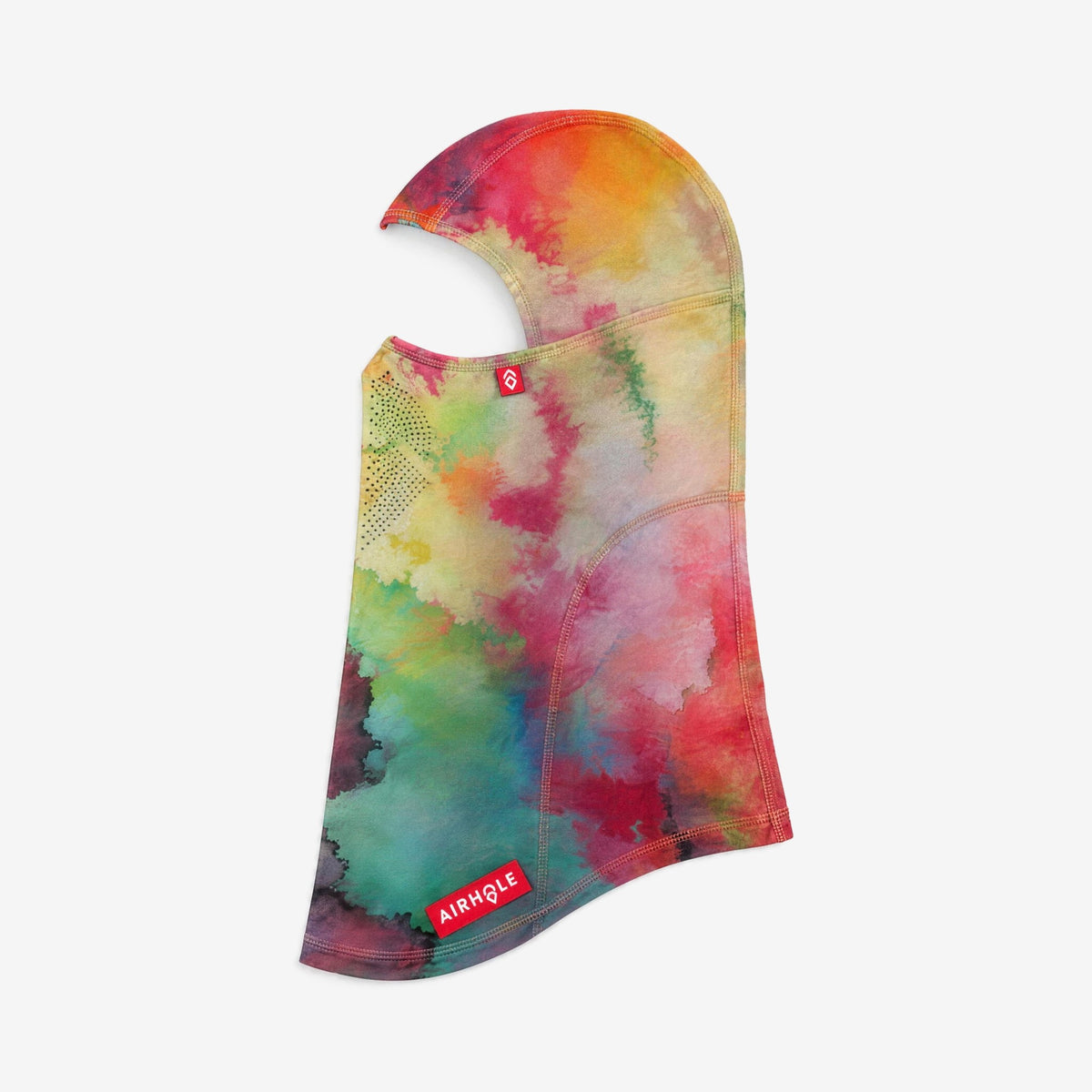 Airhole Laser Drytech Balaclava – Watercolour – Flat lay, labelled side
