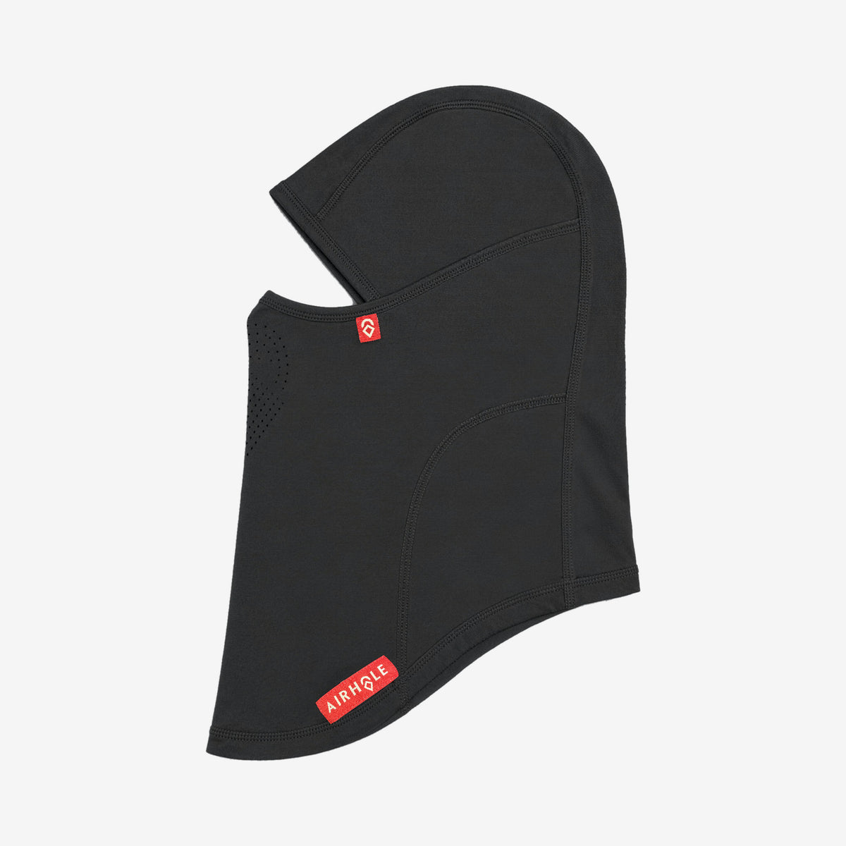 Airhole Balaclava Hyper Hole – Black – Flat lay, labelled side