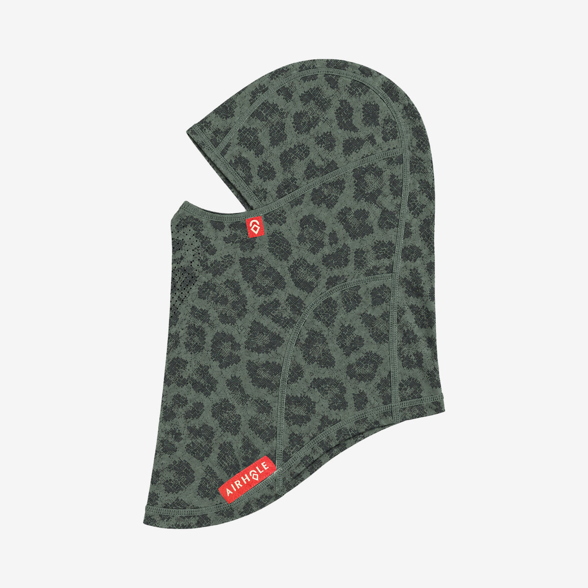 Airhole Balaclava Hyper Hole – Camo – Flat lay, labelled side