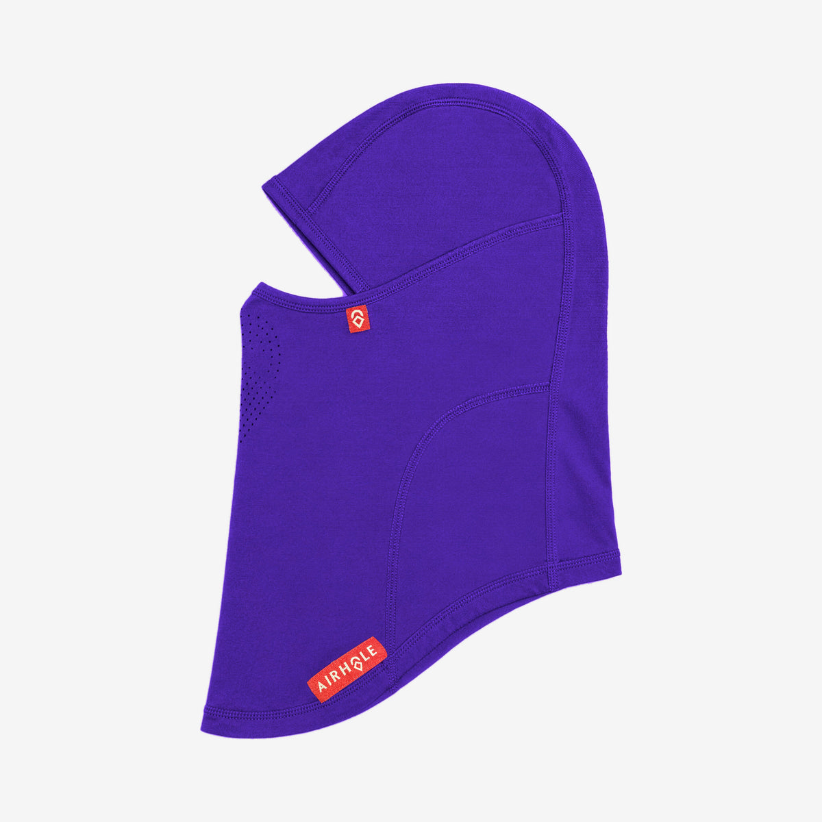 Airhole Balaclava Hyper Hole – Purple – Flat lay, labelled side