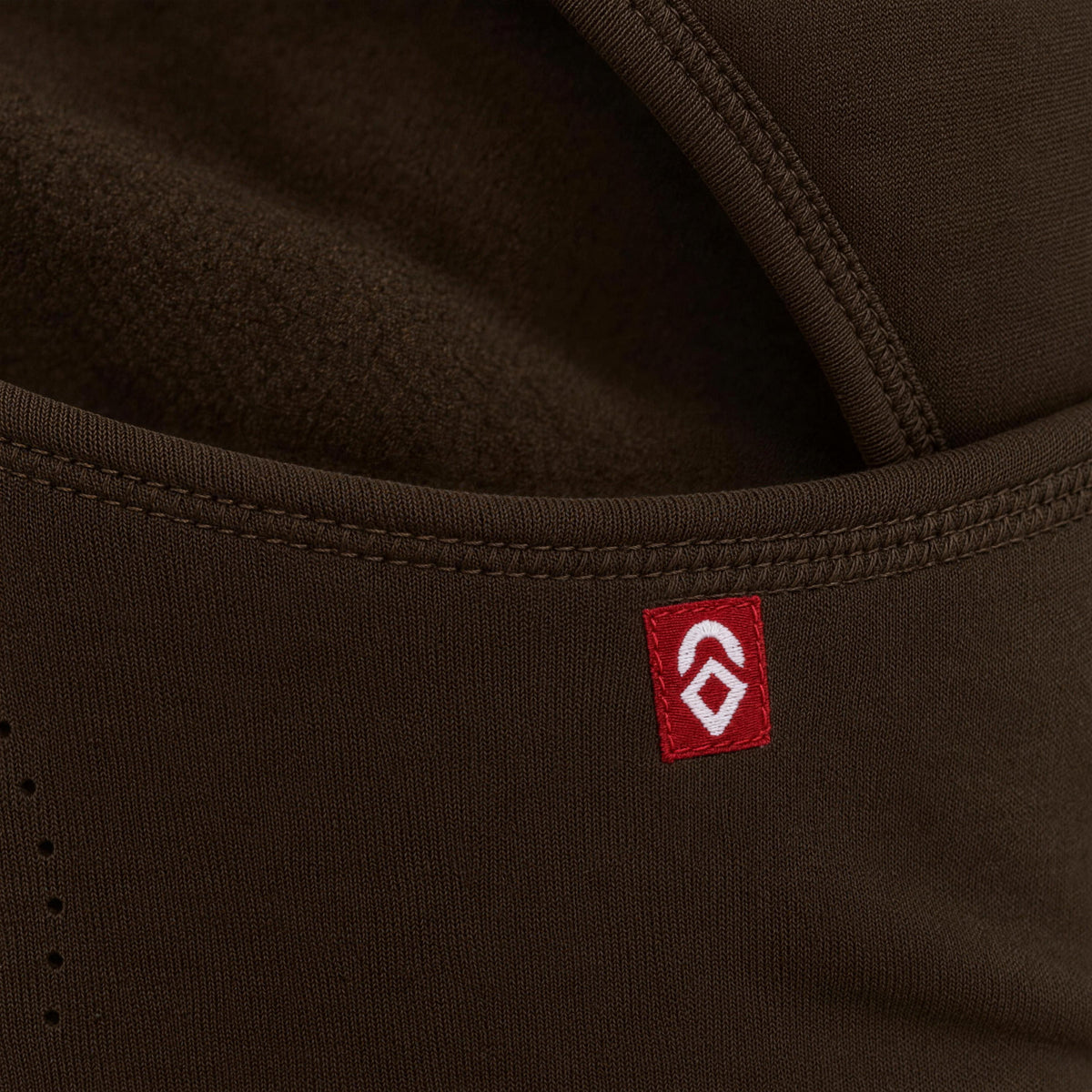 Airhole Laser Polar Fleece Balaclava – Chocolate – woven label detail