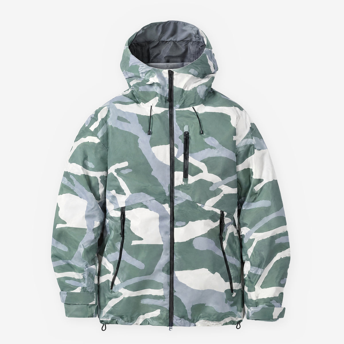 Endeavor 3L Shelter Jacket in Camo, front flat lay