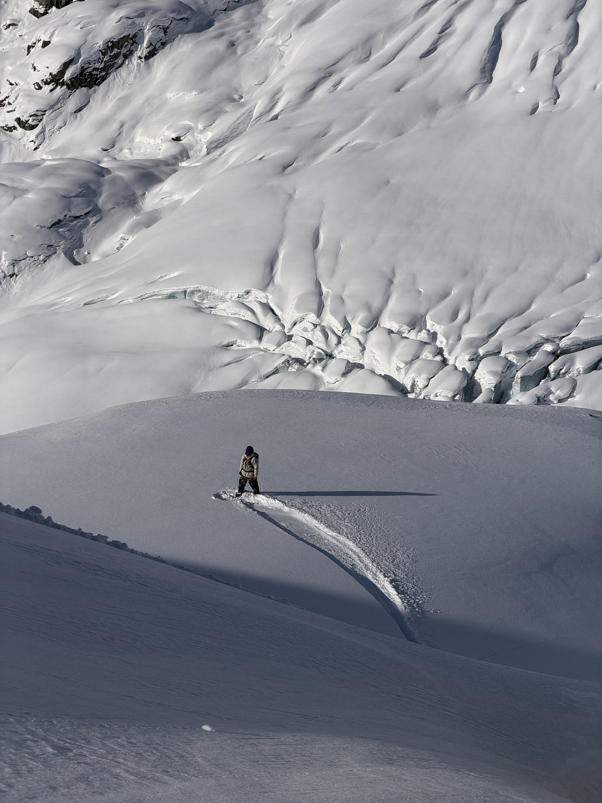 Carving the Endeavor B.O.D. below a glacier