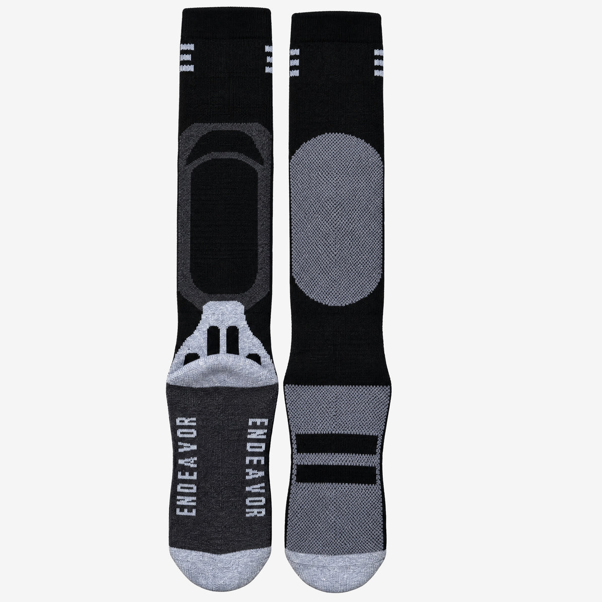 Pair of Endeavor Surplus Socks laid flat, showing the sole and the back of the leg