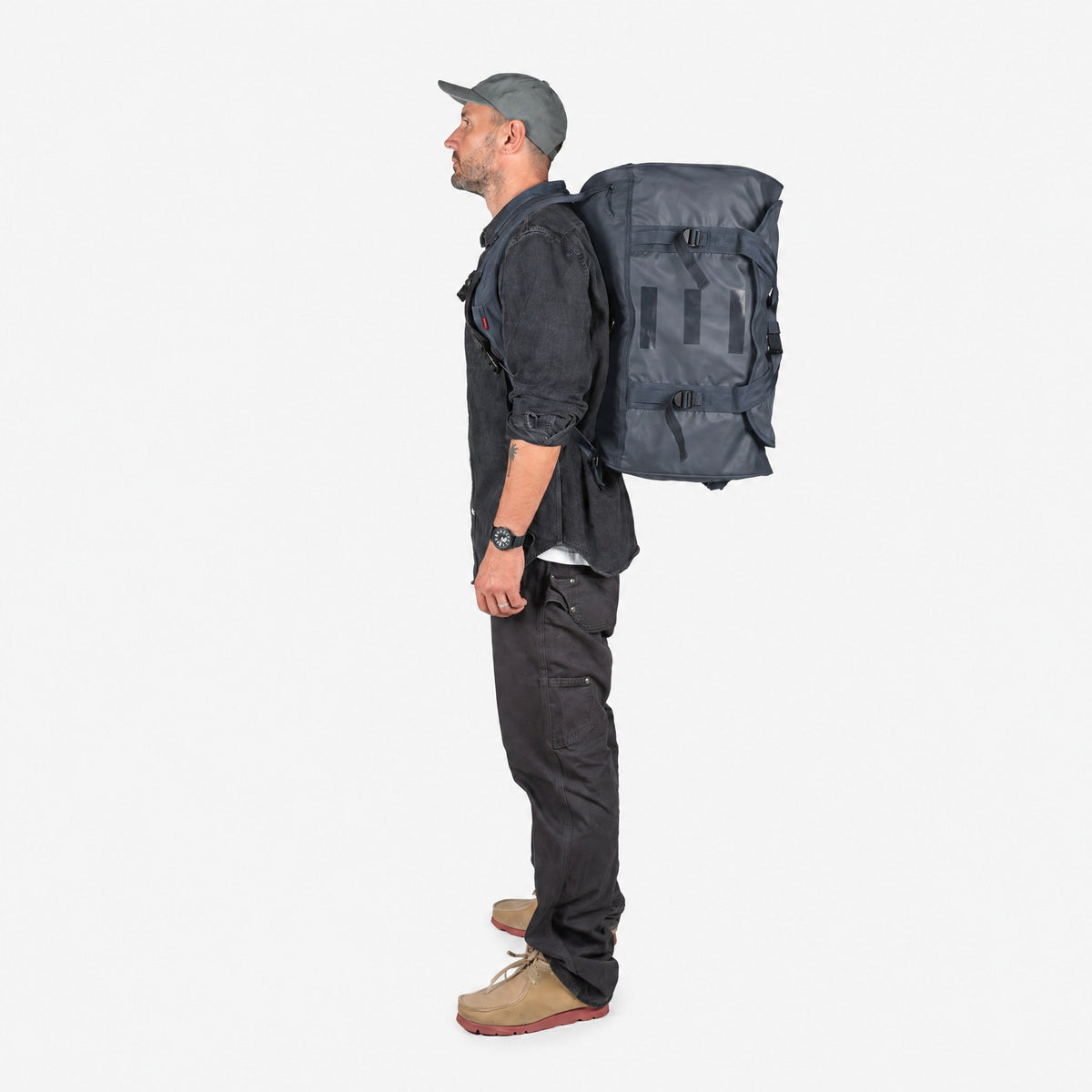 Endeavor Patrol Duffel – Graphite – worn as a backpack