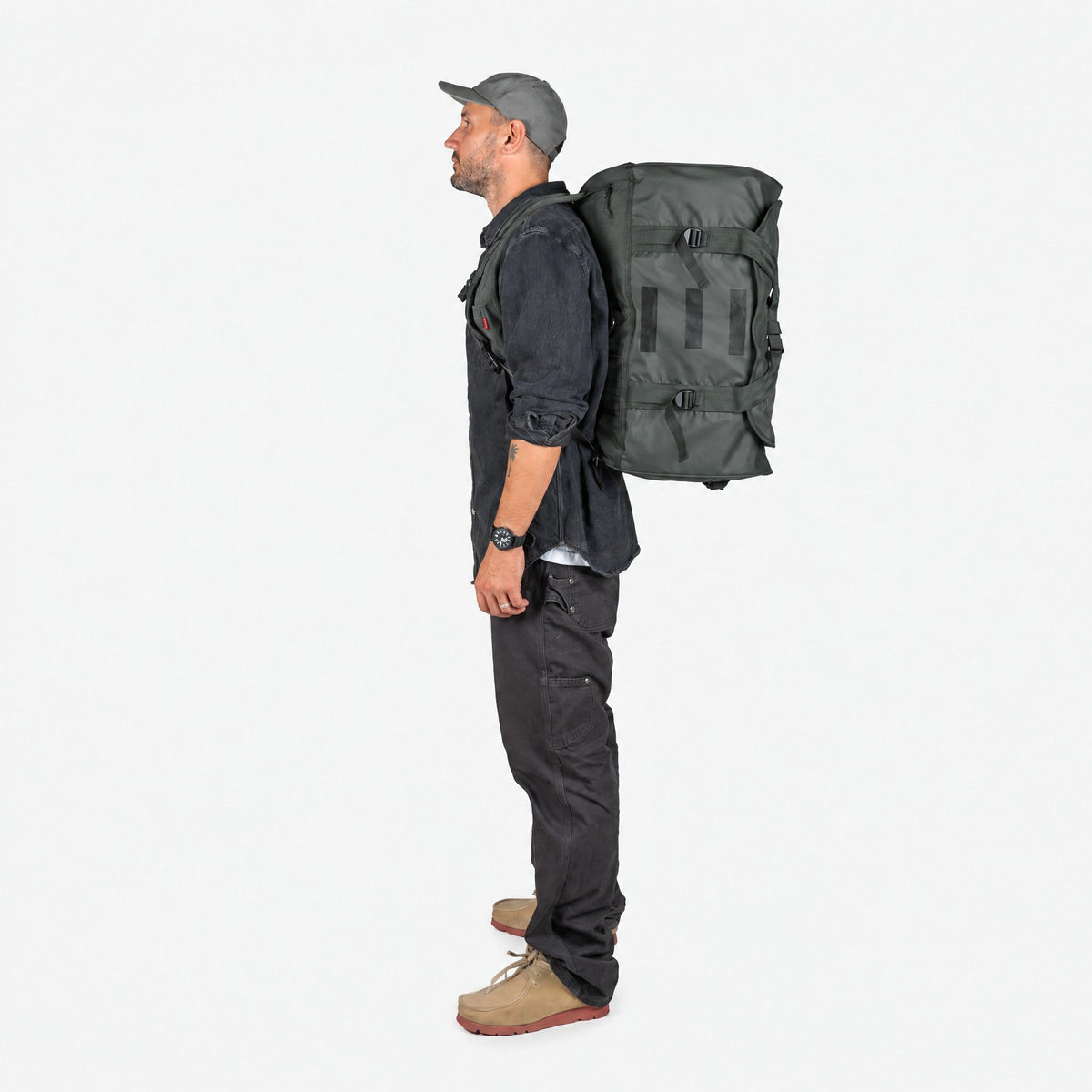 Endeavor Patrol Duffel – Moss – worn as a backpack