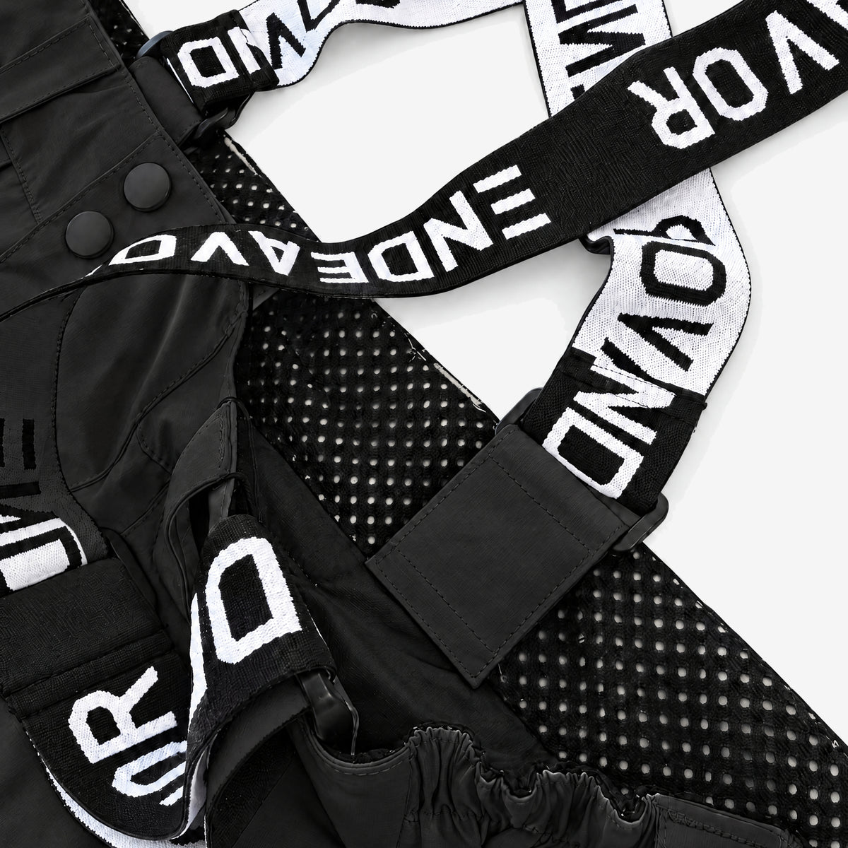 Endeavor 2L Patrol Cargo Pant in Black, adjustable suspenders and mesh-lined waist