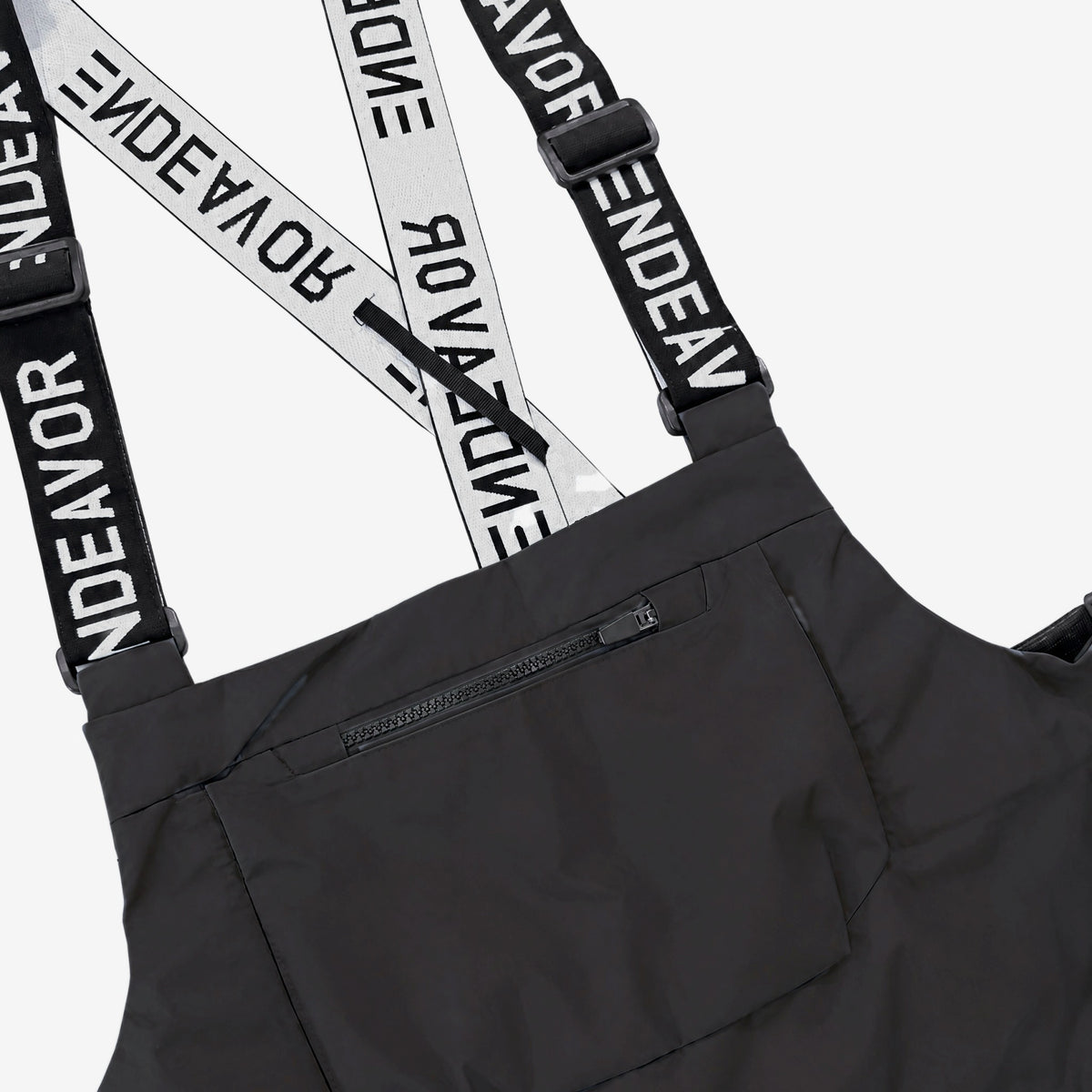 Endeavor 3L Shelter Bib Pant Black, bib pocket straps detail