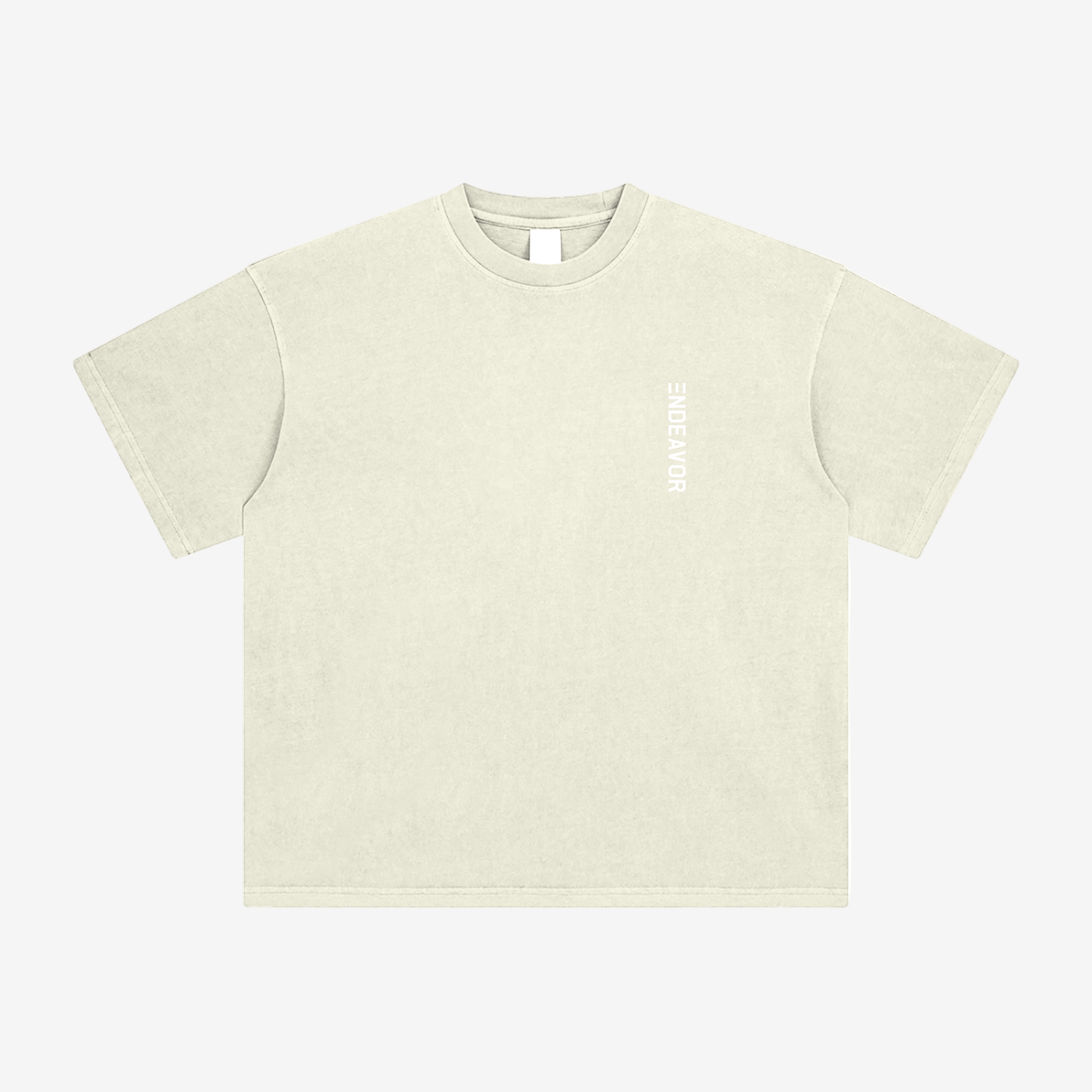 Endeavor Men's Cotton T-Shirt in apricot with vertical white logo on chest. Loose fit, 100% cotton, ideal for casual wear and comfort.
