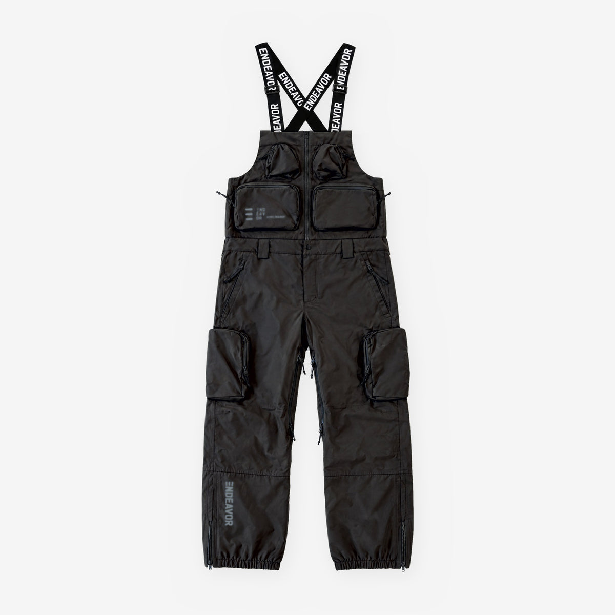 Endeavor 3L Scout Removable Bib Pant Black, front flat lay