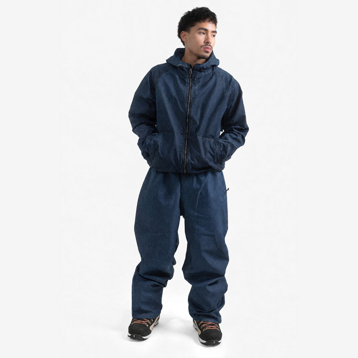 Endeavor 20K Windbreaker Limited Edition in Raw Denim, on model