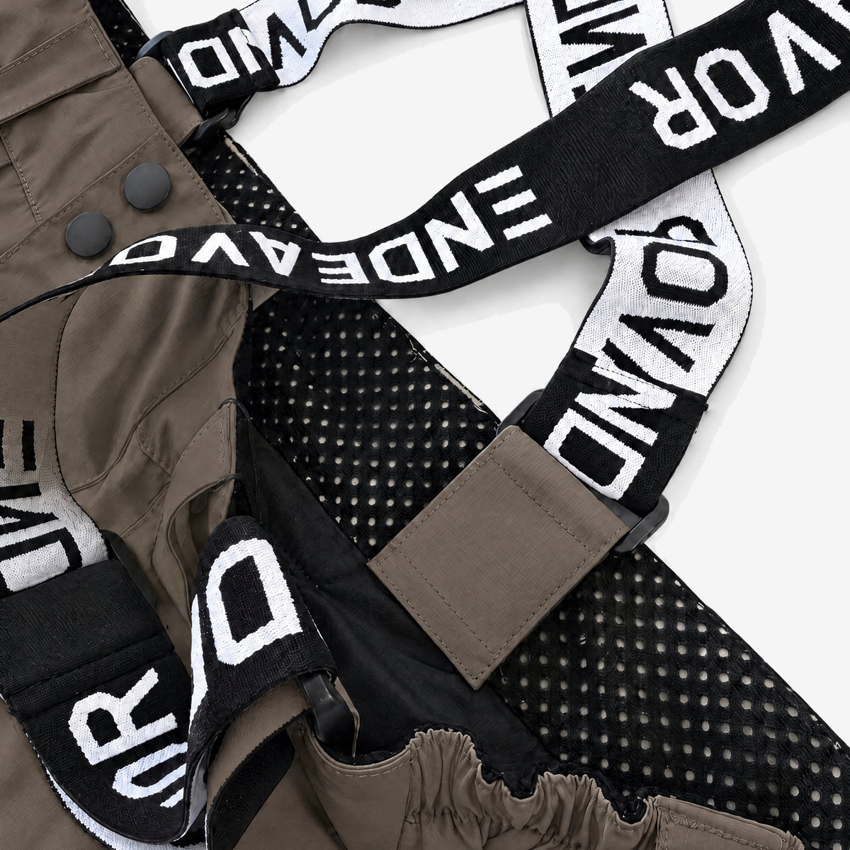 Endeavor 2L Patrol Cargo Pant in Chocolate / Silt, adjustable suspenders and mesh-lined waist