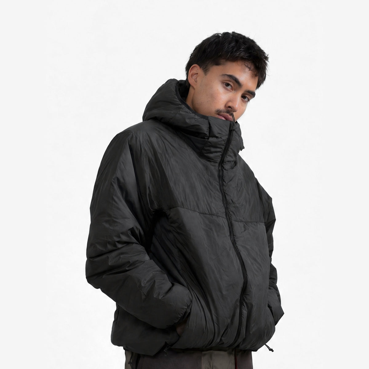 Endeavor Aeroshield Insulated Jacket in Black, on model, waist-up