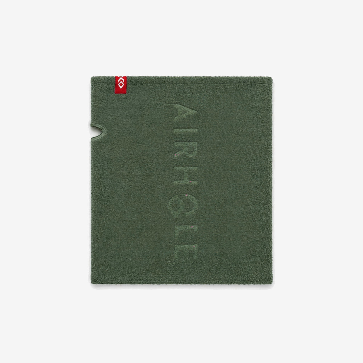 Airhole Airtube Microfleece – Army – Flat lay, wordmark side