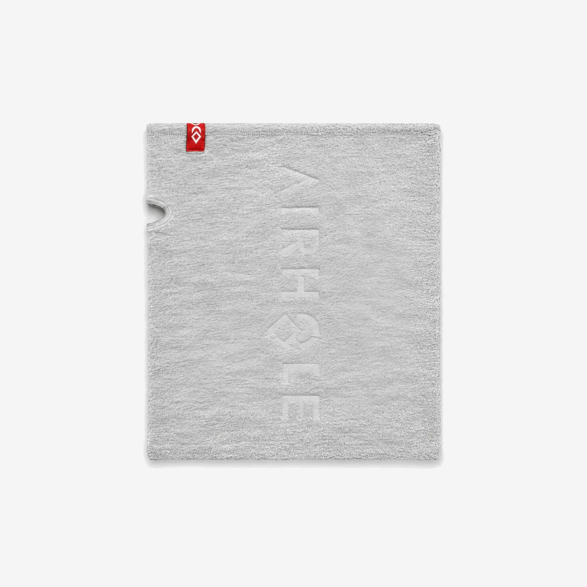 Airhole Airtube Kids Microfleece – Heather Grey – Flat lay, wordmark side