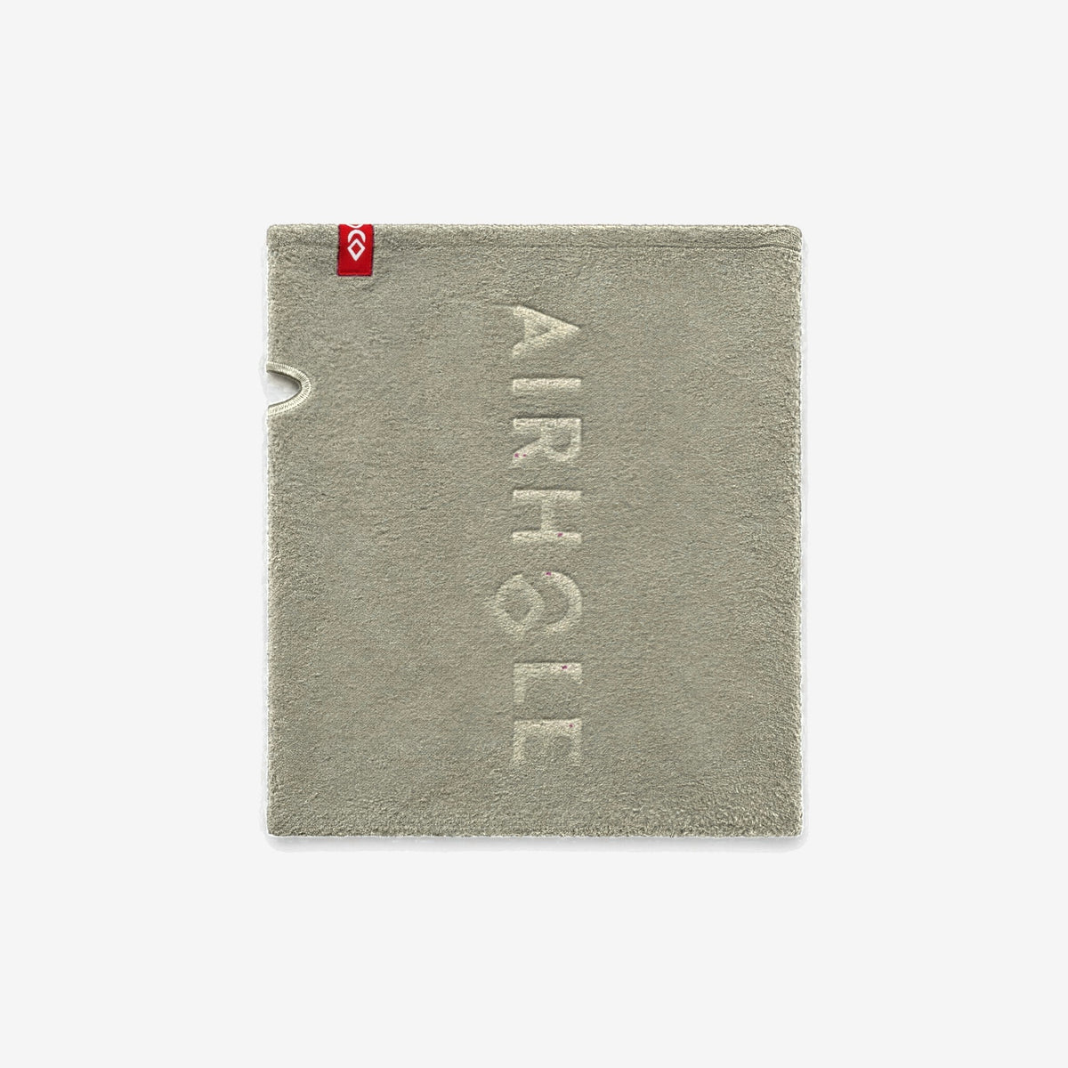 Airhole Airtube Microfleece – Khaki – Flat lay, wordmark side