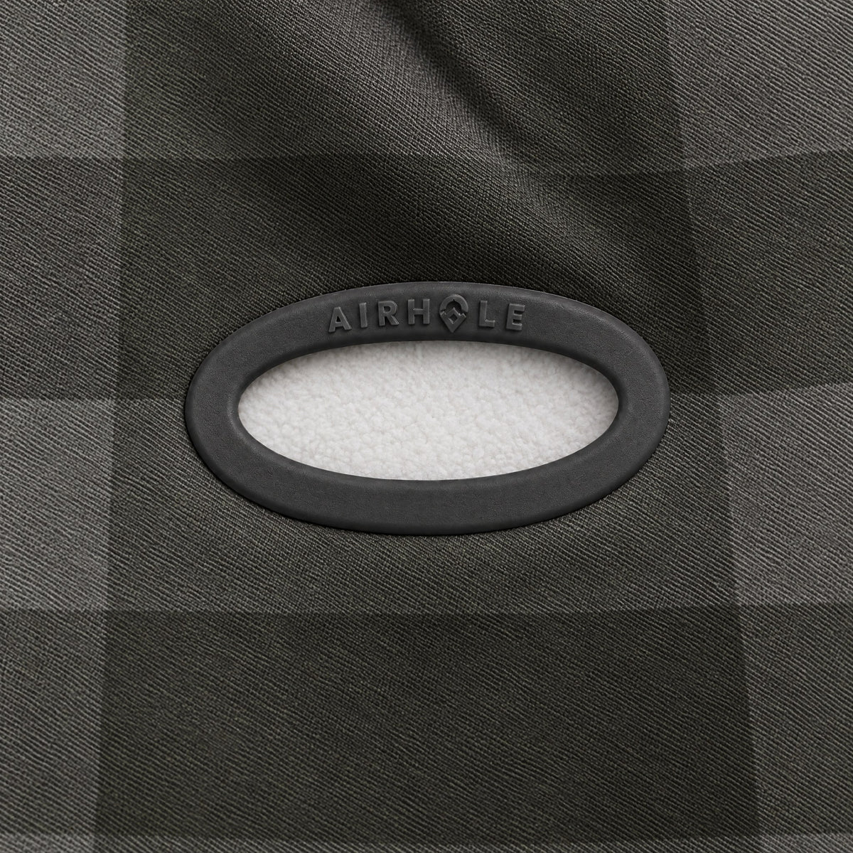 Airhole Balaclava Hinge Polar Fleece – Buffalo Plaid – Silicone Airhole close-up