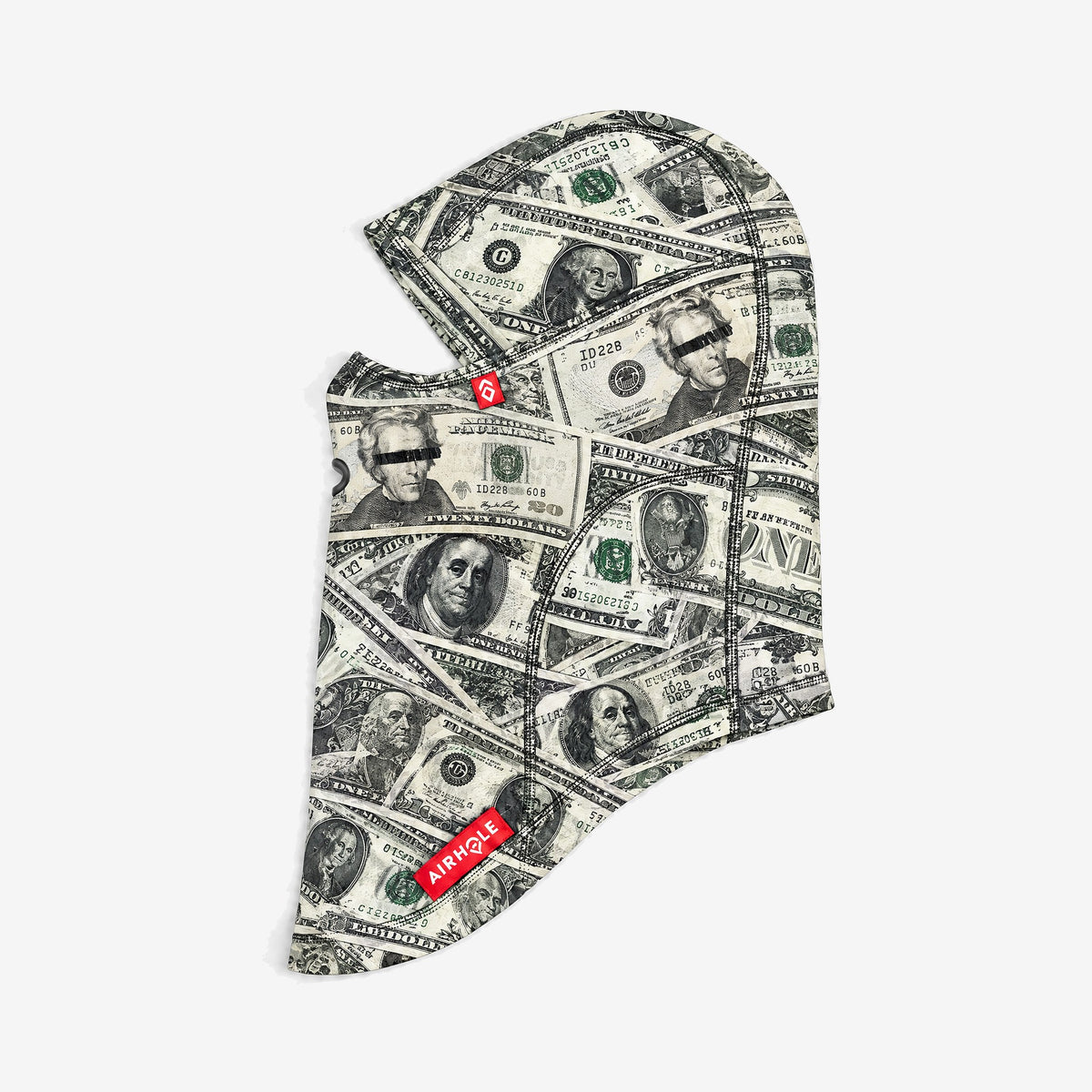 Airhole Balaclava Hinge Polar Fleece – Dollars – Flat lay, labelled side