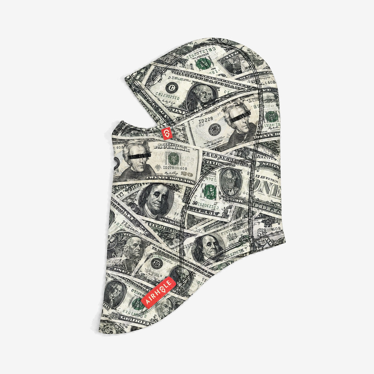 Airhole Balaclava Hinge Polar Fleece – Dollars – Flat lay, labelled side