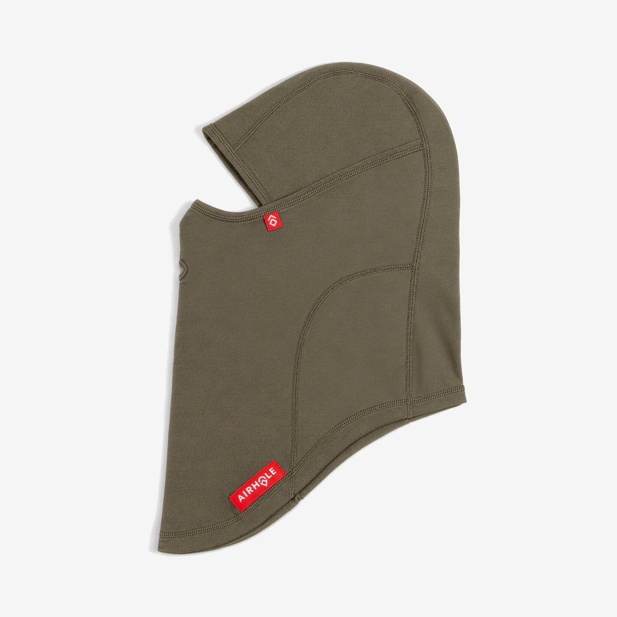Airhole Balaclava Hinge Polar Fleece – Khaki – Flat lay, labelled side