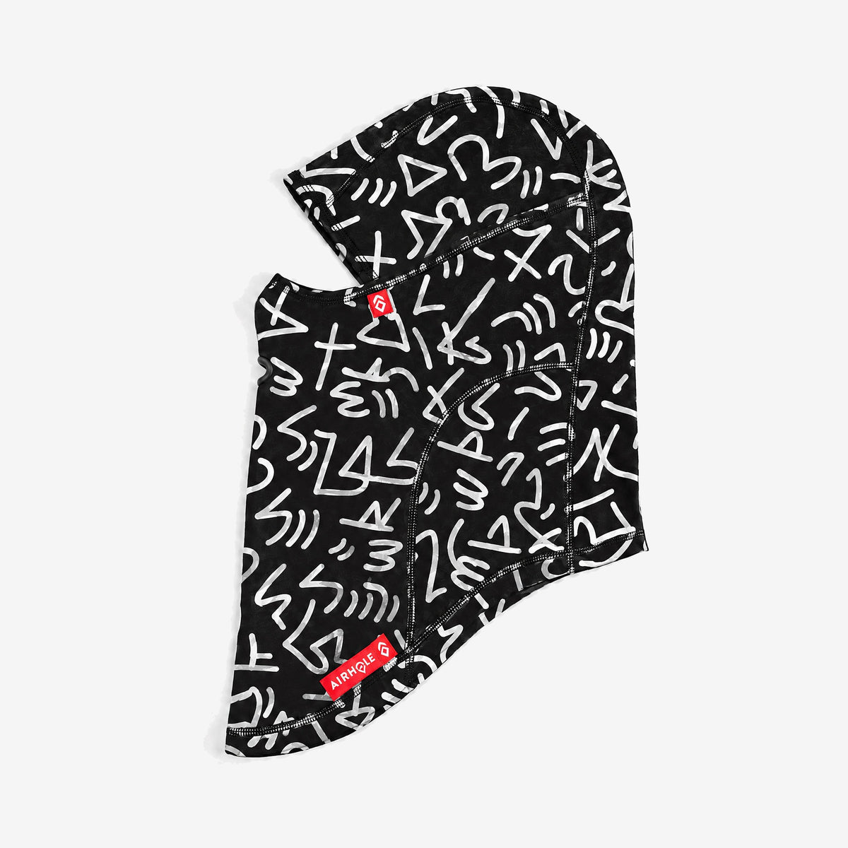 Airhole Balaclava Hinge Polar Fleece – Lucas Beaufort Black – Flat lay, labelled side