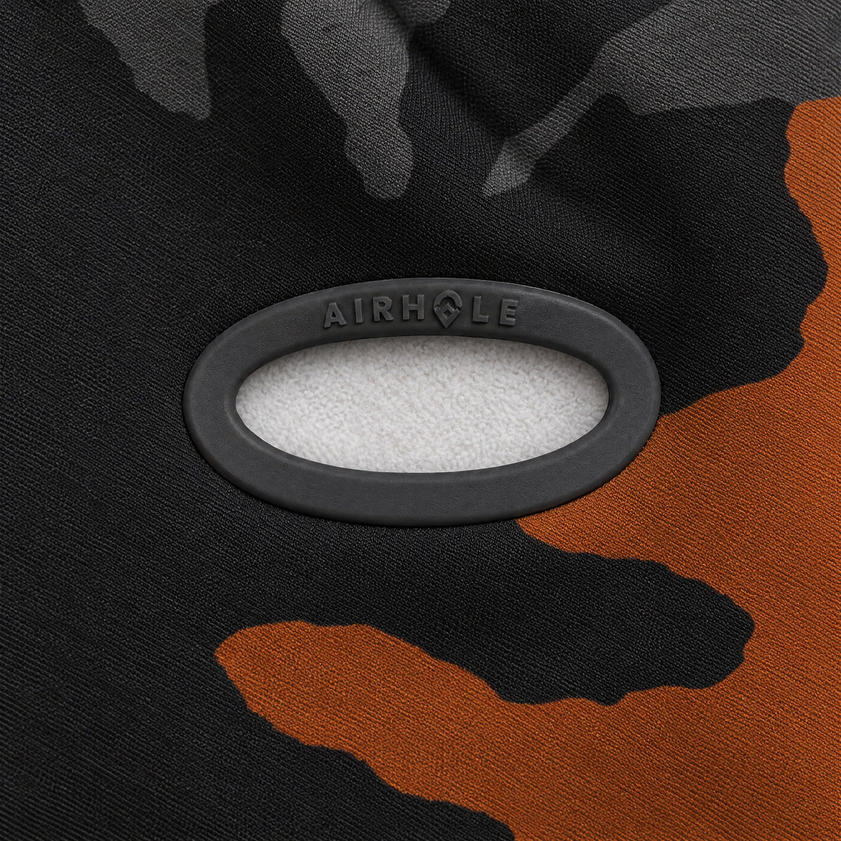 Airhole Balaclava Hinge Polar Fleece – Naval Camo – Silicone Airhole close-up