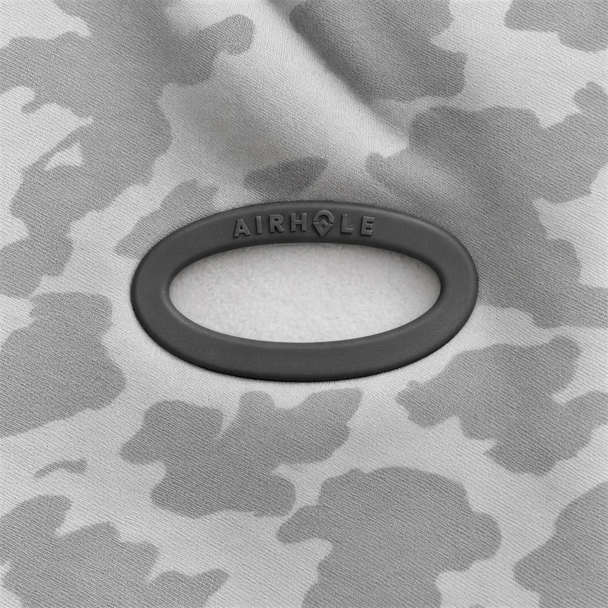 Airhole Balaclava Hinge Polar Fleece – White Camo – Silicone Airhole close-up
