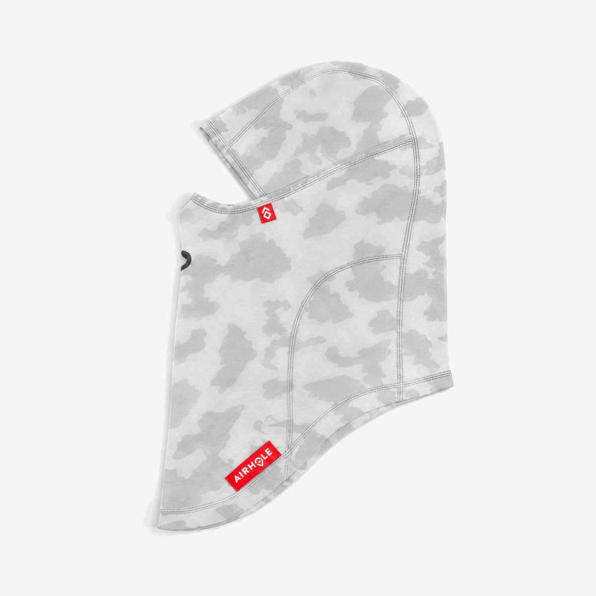 Airhole Balaclava Hinge Polar Fleece – White Camo – Flat lay, labelled side