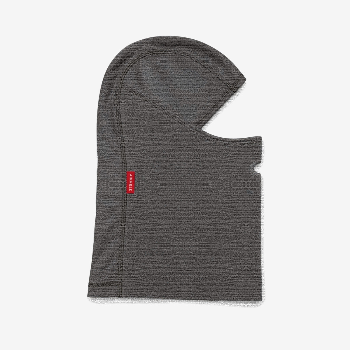 Airhole Balaclava Microfleece – Heather Black – Flat lay, right profile