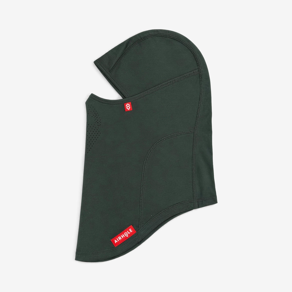 Airhole Laser Drytech Balaclava – Forest – Flat lay, labelled side