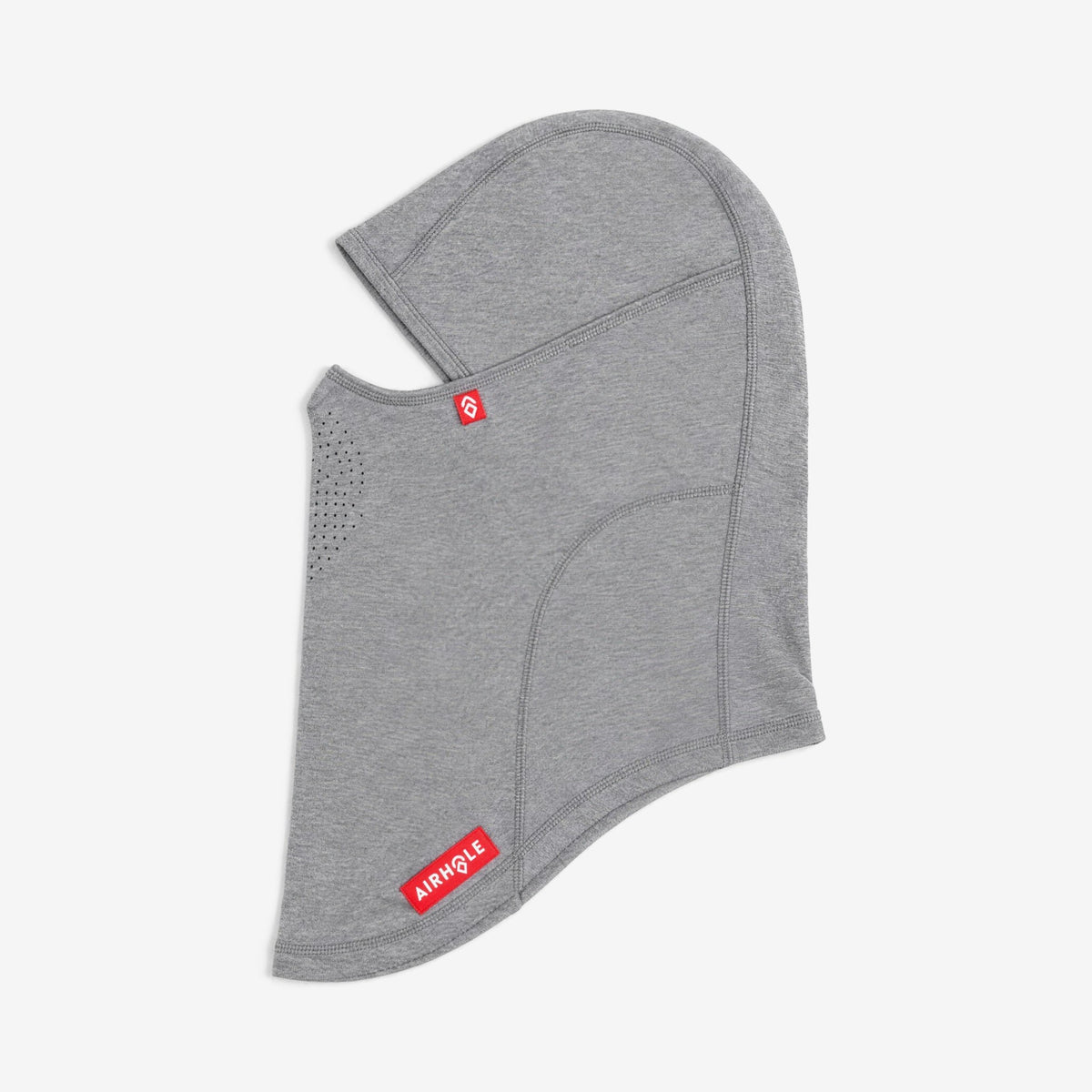 Airhole Laser Drytech Balaclava – Heather Grey – Flat lay, labelled side