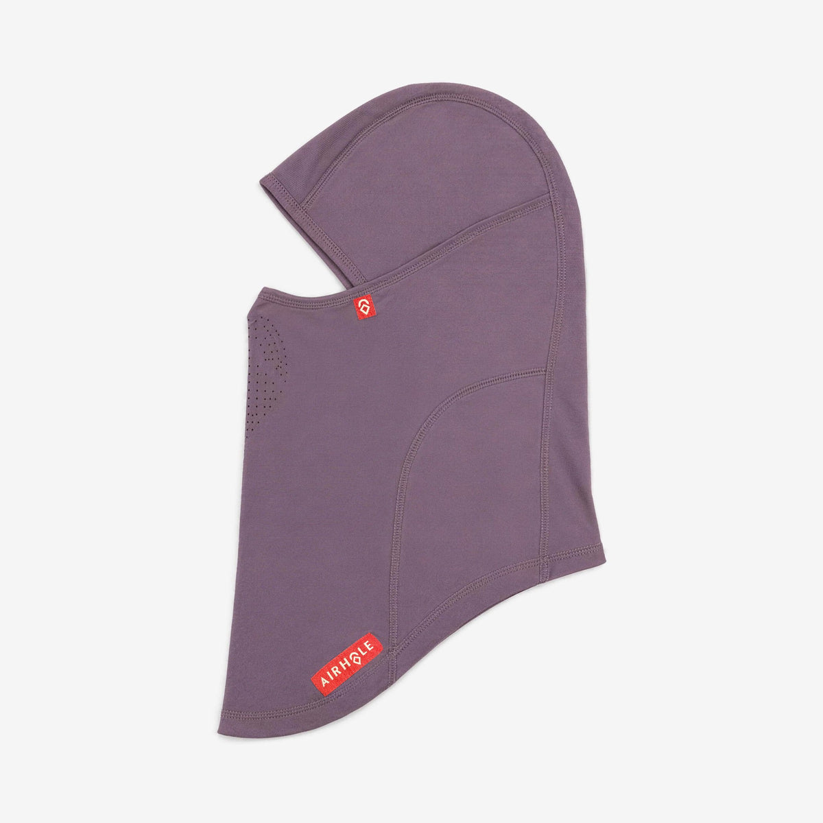 Airhole Laser Drytech Balaclava – Mulberry – Flat lay, labelled side