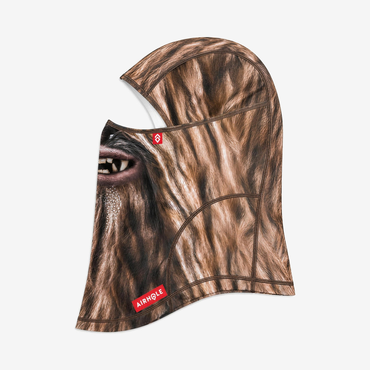 Airhole Laser Drytech Balaclava – Sasquatch – Flat lay, labelled side