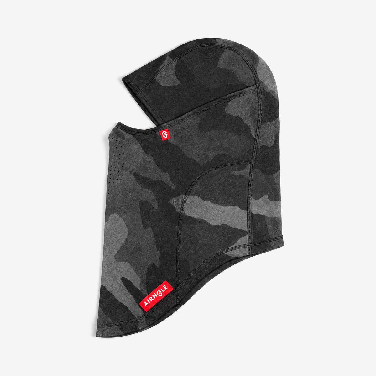 Airhole Laser Polar Fleece Balaclava – Stealth Camo – flat lay, side