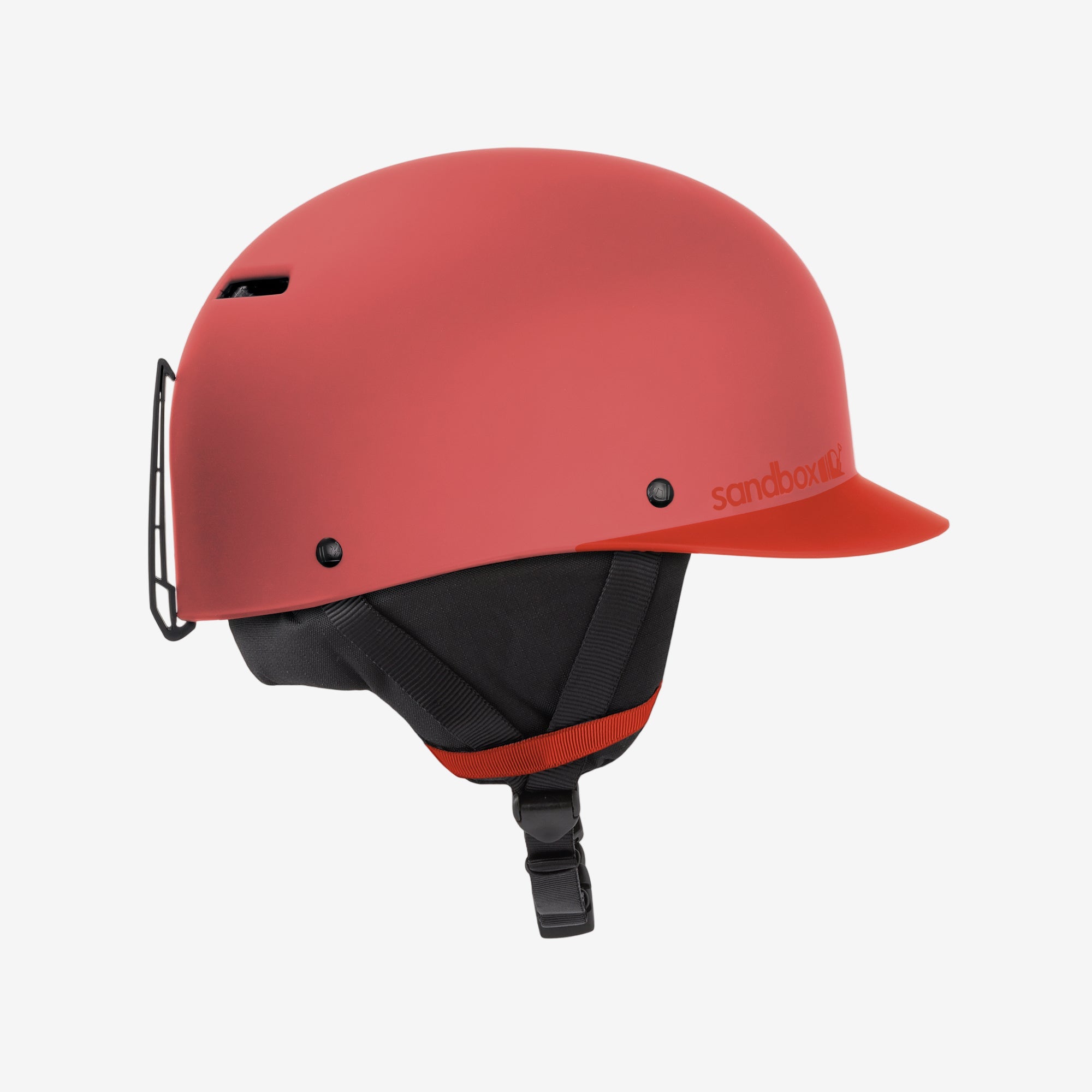 Sandbox Classic 2.0 Snow helmet in Vermilion with low-profile ABS shell and patented vent system, ideal for skiing and snowboarding protection.