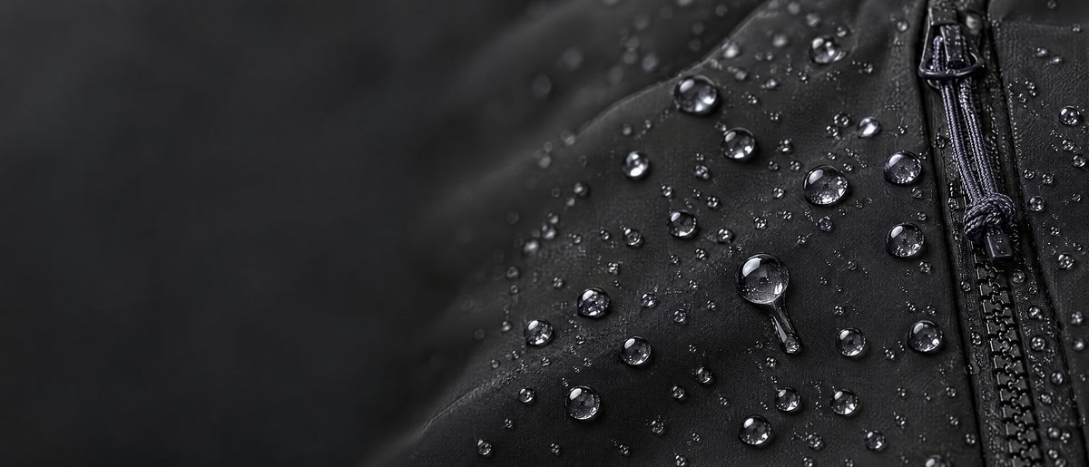Water beading on the Bio DWR finish of an Endeavor 3-layer shell