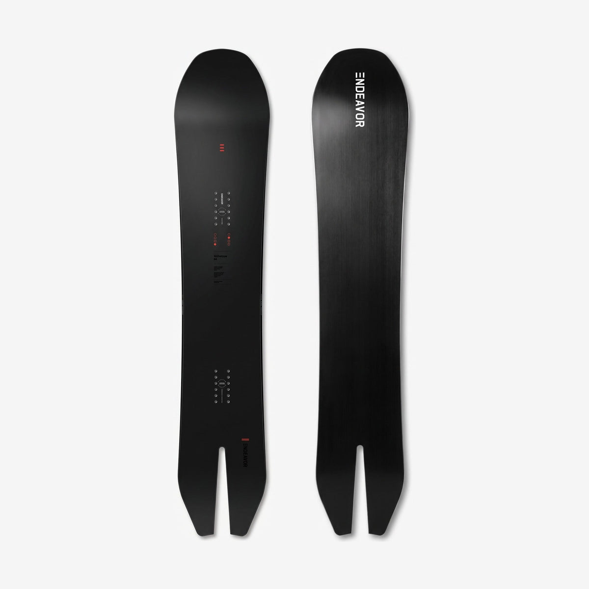 Endeavor Archetype Pro Snowboard, top and base side by side