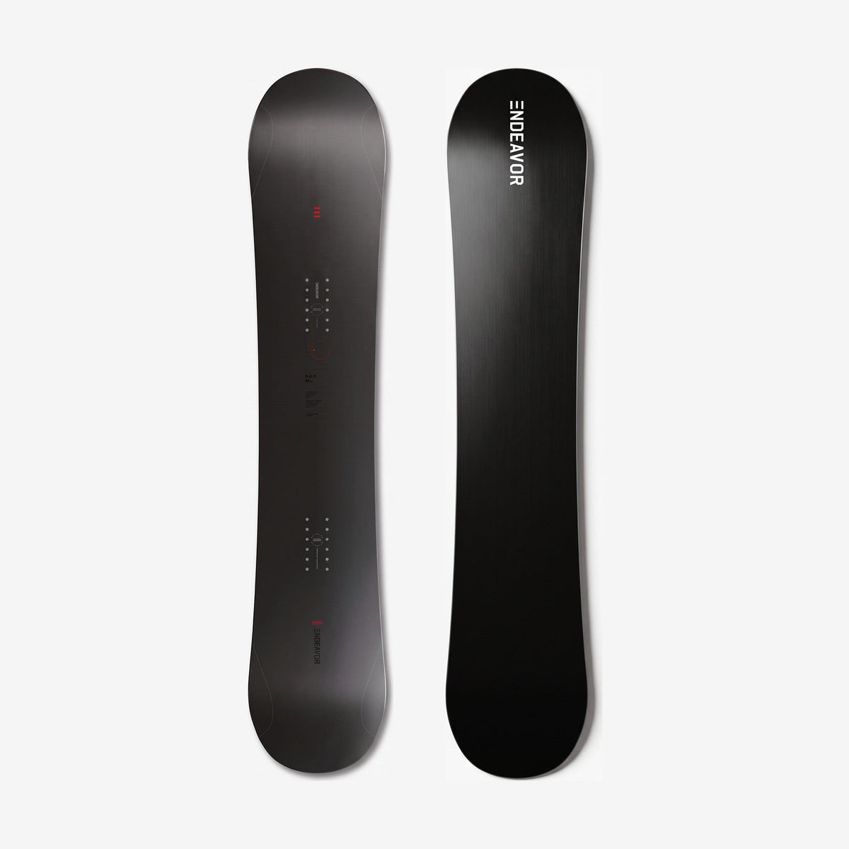 Endeavor B.O.D. Pro Snowboard, top and base side by side